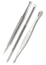 SET OF 3 NEW BLACKHEAD ACNE BLEMISH REMOVER EXTRACTOR PROFESSIONAL TOOLS KIT