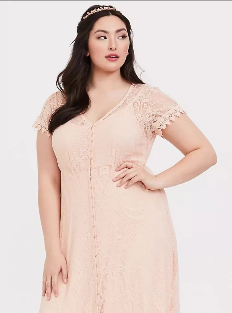 Peach lace dress plus best sale size