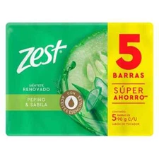 3 Packs ZEST PEPINO & SABILA (CUCUMBER AND ALOE) BAR SOAP 90 G PRODUCT OF MEXICO