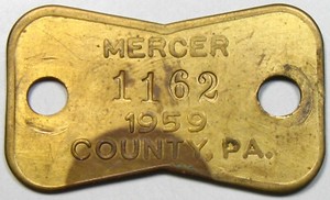 1959 Pennsylvania Dog License Tag - Mercer County - #51534