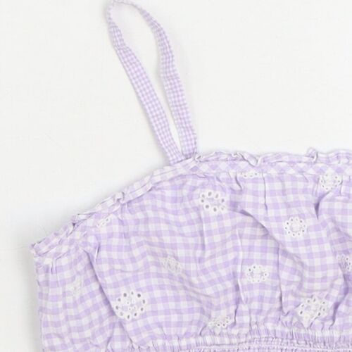 Zara Girls Purple Gingham Cotton blend Camisole Tank Size 11-12 Years Pull - Picture 8 of 12