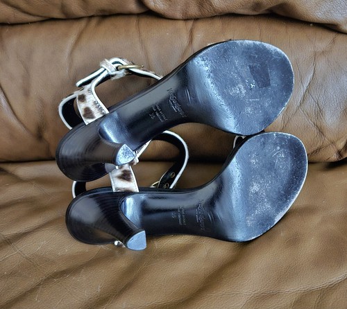 Women's Yves Saint Laurent Fur Leather Sandals Heels Size 5 US (EXCELLENT) - Picture 11 of 11