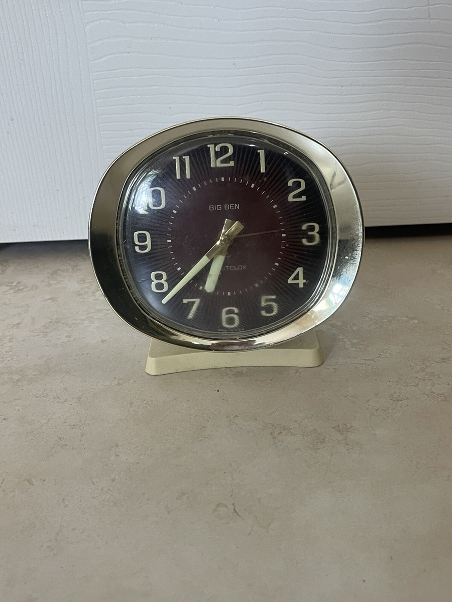 ベンジャミン机　ウォルナット　ブラウン　黒　ブラック　ビンテージ Vintage Westclox Big Ben Alarm Clock Black Silver Trim Parts