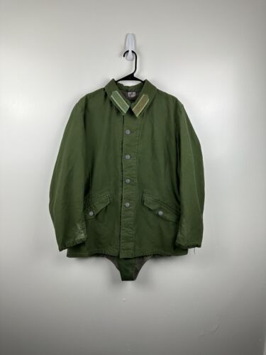 Green Vintage Swedish M59 60s Olive Chore Worker Work Mod Military Jacket - Picture 1 of 8