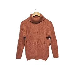 COZY CO. Turtle Neck Sweater Rust Orange Size S/M Plush