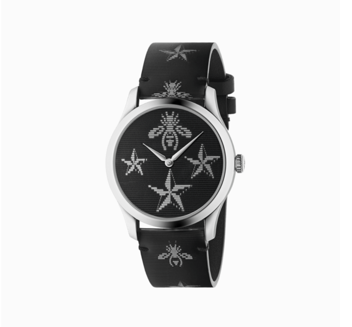 Gucci Silver-Tone Case Black Dial Leather Strap Watch Gucci YA1264007A Men main image 3