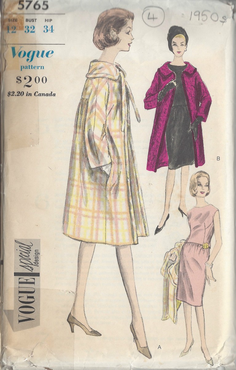 Patron De Couture VOGUE Vintage Des Années 1940 - B34 Pour Manteau Et Robe - Non Découpé