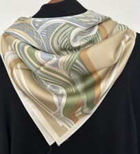 35"x35"Two Horses Print Pure Mulberry Twill Silk16momme Double-sided Scarf 88cm
