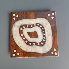 MCM Tile /Trivet In Rich Brown Irregular Circles, Felted On Bottom.