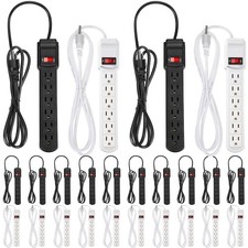 Kanayu 20 Pcs Power Strip Pack 6 Outlet Power Strip Bulk Extension Cord Surge...