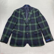 Polo Ralph Lauren Jacket Mens 40R Green Modern Fit Tartan Plaid Wool Sport Coat