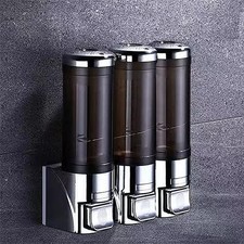Shower Soap Dispenser 3-Chamber,Drill Free with Glue or Wall Mount with Screw...