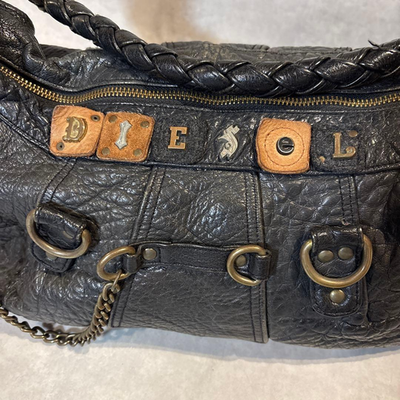 DIESEL 00s Archive Studded Shoulder Bag Black Leather Y2K DIESEL 00s Archive Studded Shoulder Bag Black Leather Y2K