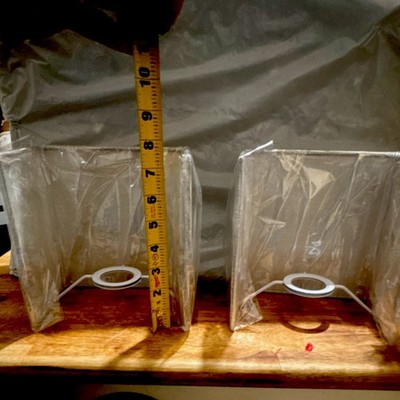 Set of 2 grey  Square Lamp Shades 8.5 x 6 x 6 in Plastic Unisex Adult