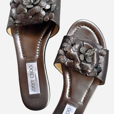 Jimmy Choo Naeve Slingback Slip On Silver Designer Sandals - size EU 37 / 6.5 US