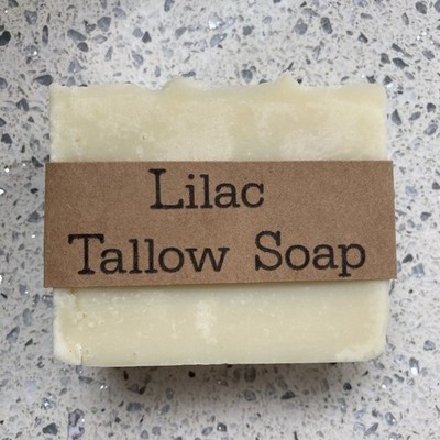 Lilac Tallow Soap Bar with Shea Butter, Olive, Coconut & Castor Oil