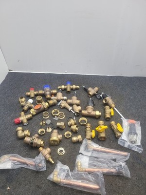 Lot of Brass Plumbing Valves, PRV's, and Fittings Cash Acme Sharkbite