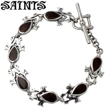 SAINTS Arabesque Wood and Silver Mantel Bracelet Spiritual Charm New