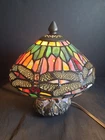 Vtg Tiffany Style Table Lamp Dragonfly Slag Glass Art Nouveau
