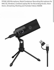 FIFINE USB Microphone, Metal Condenser Recording Microphone for MAC OS, Windows