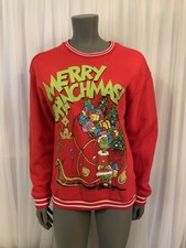 Dr Seuss The Grinch Merry Grinchmas Women s Red Sweatshirt Size Medium