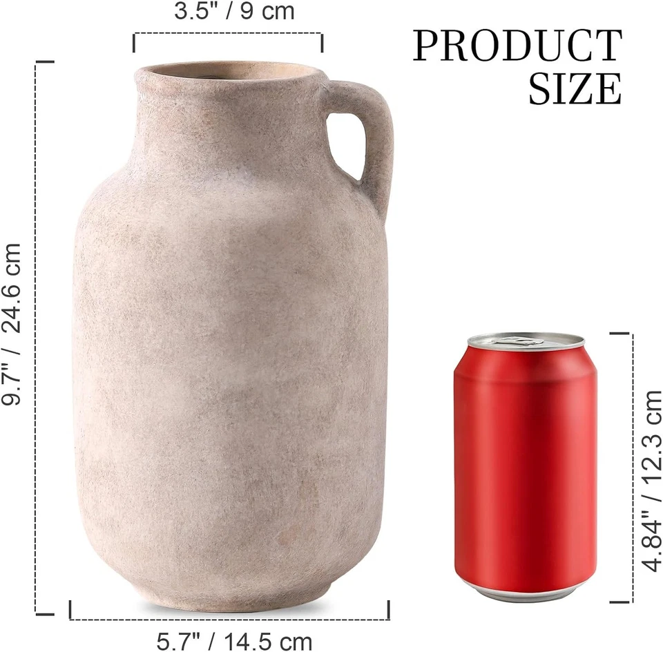 Ceramic Vase Home Decor - 9.7-inch Large White Country Style Tabletop Vase - Image 2 of 4