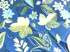 Tropical Floral Outdoor Deck Patio Fabric Blue and Green Leaves By the Yard