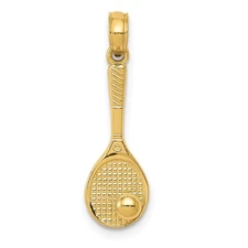10K Yellow Gold Tennis Racquet and Ball Charm