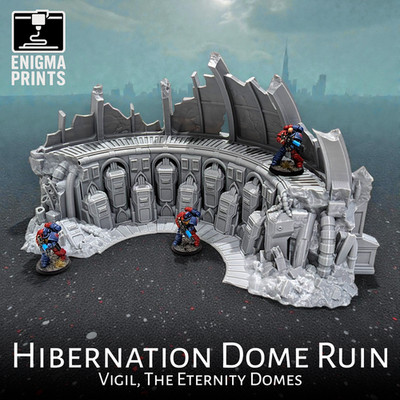 Hibernation Dome Ruin - 28mm 3D Printed Gothic Sci-Fi Wargaming Tabletop Terrain