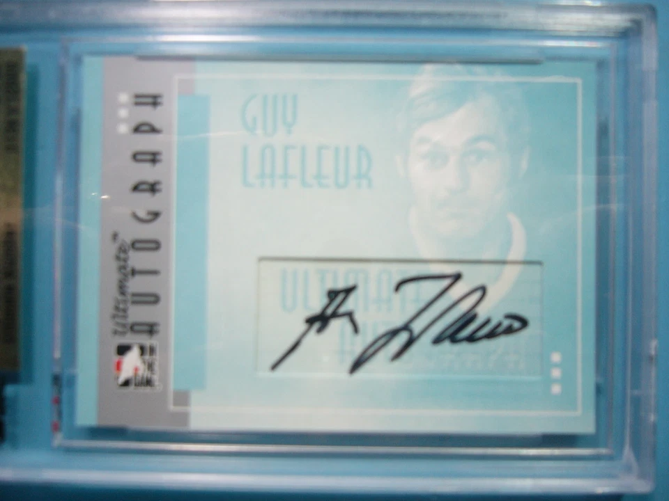 2005/06 IN THE GAME ULTIMATE AUTÓGRAFO PLATA TARJETA DE HOCKEY CHICO LAFLEUR AUTOMÁTICO ITG Foto 3 de 4