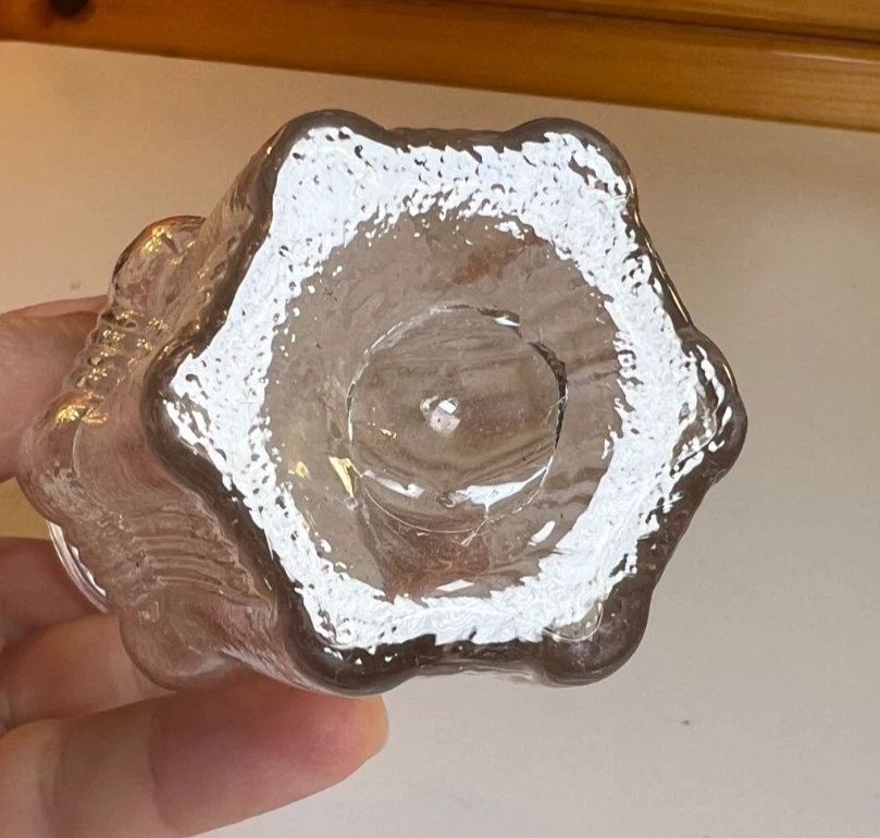 Antiguo tarro de mostaza de vidrio de sílex con tapa c.1850 cortina abierta Pontil vidrio sándwich Foto 2 de 4