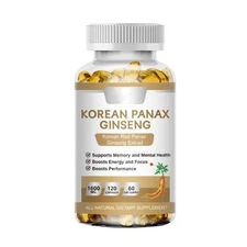 Korean Red Panax Ginseng 1600mg 120 Capsules - No Fillers Extra Strength NON-GMO