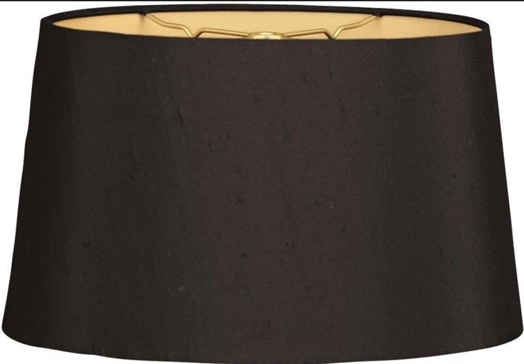 Pantalla de lámpara de tapa dura ovalada poco profunda, HB-611-10BLK/GL, negra, (8,5 X5,5) X (10 X 6,5 Foto 4 de 4