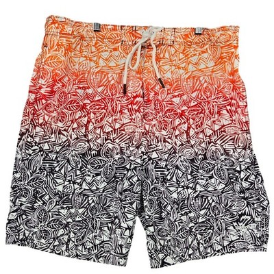 Speedo XXL Swim Trunks Mens Orange Black Floral Batik Board Shorts