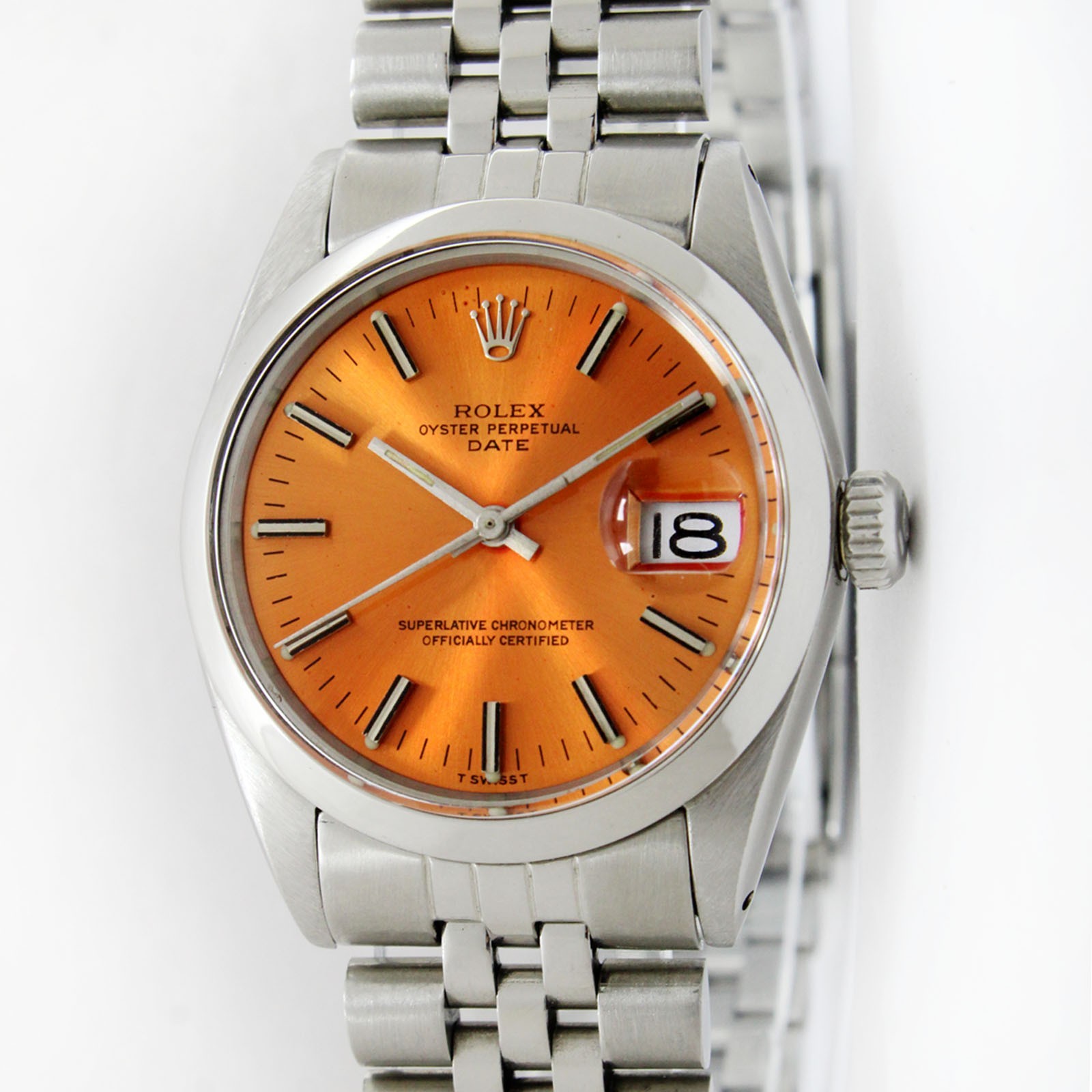 Vintage Rolex Oyster Perpetual Automatic Date Orange Dial 34mm Watch Ref 1500 image 2