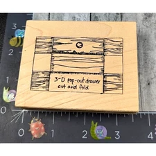 Stampourri 3D Popout Drawer Cut Out Rubber Stamp Wood #A32
