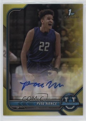 2021-22 Bowman U Chrome Prospect Yellow Refractor 59/75 Pete Nance Auto pu3