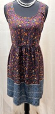 Ecote Urban Outfitters Dress Womens L Boho Floral Open Back Sleeveless Fit Flare