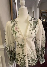 Alice + Olivia Charis Silk Blouse Ivy Romance NWT Large