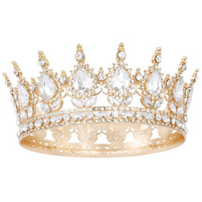 Gold Queen Crown For Women Crystal Tiara Girl Rhinestone Wedding Party Prom Gift