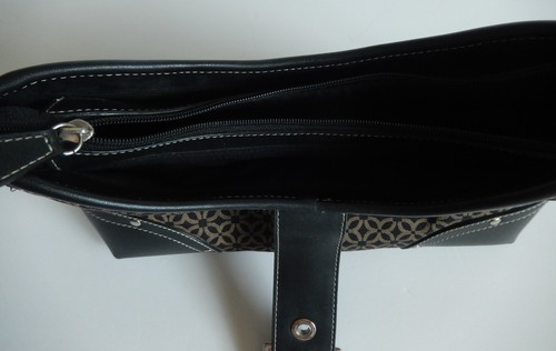 Relic Black w/muted gold pattern Faux Leather Fabric Purse Shoulder Hobo Bag - Picture 9 of 14