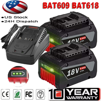 #ad 8.0Ah For Bosch 18v BAT618 BAT609 BAT612 Lithium Ion BAT620 battery Charger $76.95