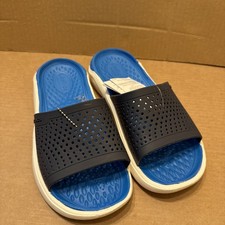 Crocs LiteRide Slide Sandals Breathable Blue White Black Mens 5/Womens 7