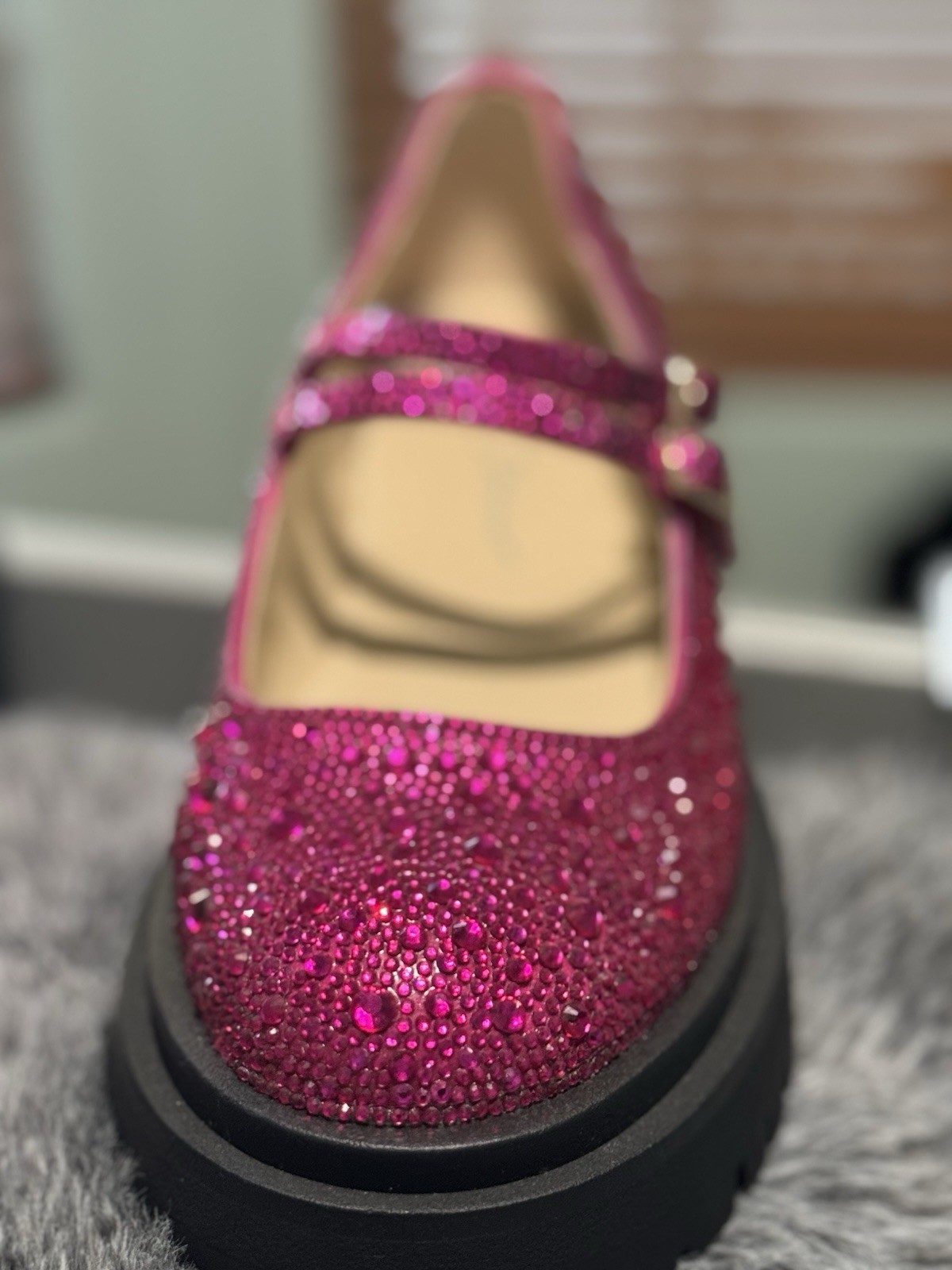 Betsy Johnson 6 Pink Rhinestone Mary Jane Platform Shoes