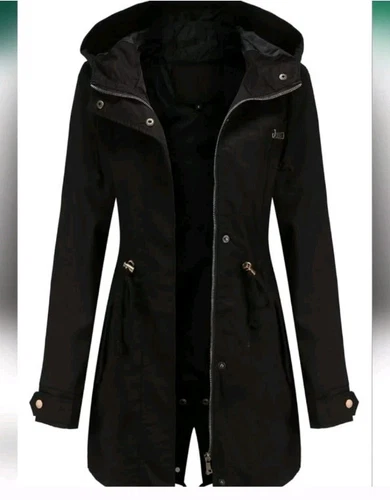 MICHAEL KORS trench donna MK con cappuccio nero poliestere oro logo taglia XL