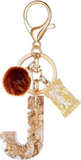 Orange Flower Initial Keychain Letter Alphabet Sweet Bag Charm Key Chain