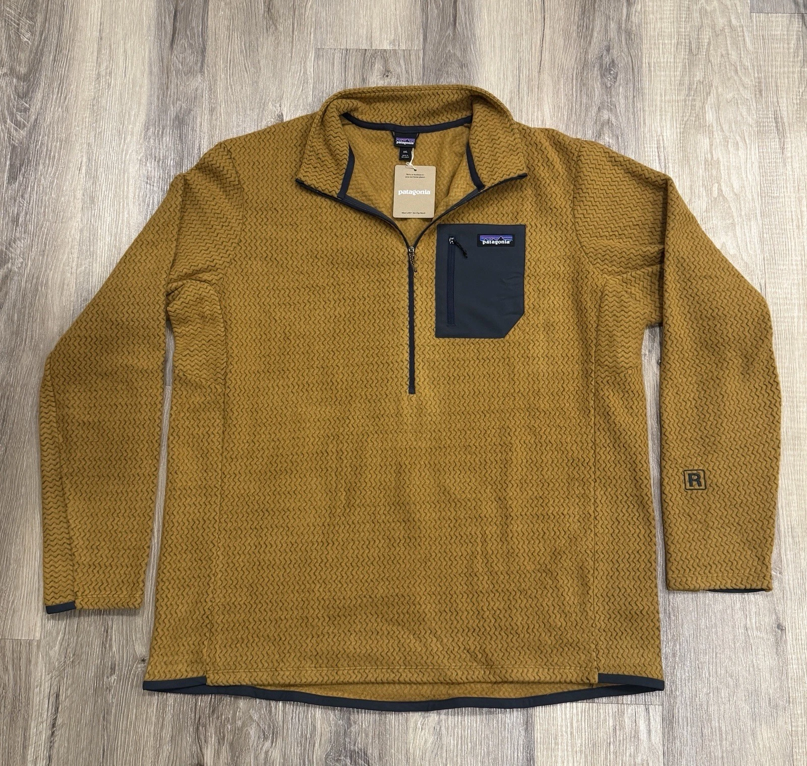 New Patagonia Men's R1 Air Zip Neck Fleece Pullover XXL Raptor Brown