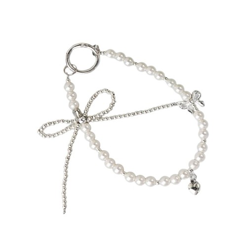 Beaded Rings Keychain Pendant for Handbag Cute Bowknot Charm for Case Decoration - Photo 3 sur 12
