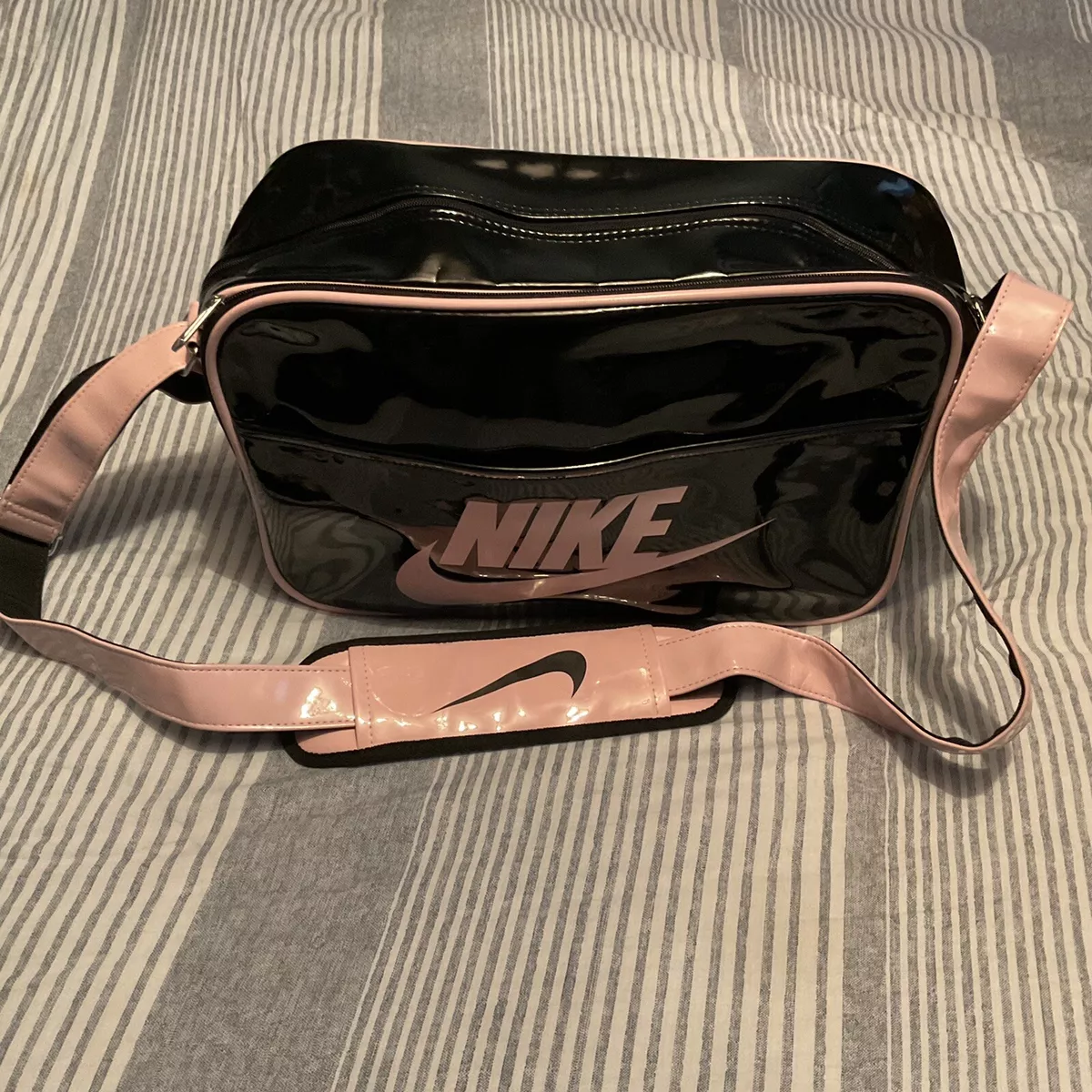 Nike Swoosh Vintage Patent Leather pink Messenger Crossbody Gym Bag | eBay