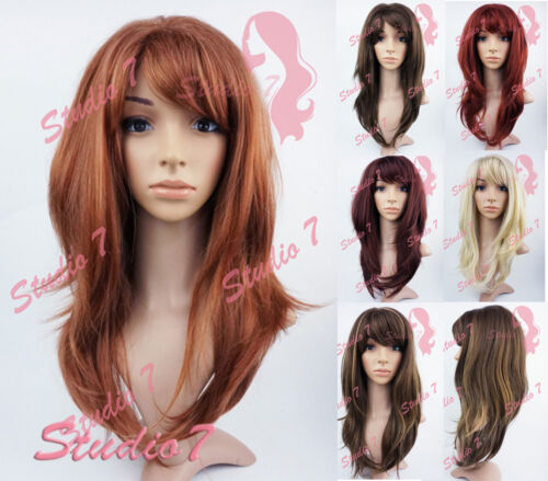 (N)Wavy Long Wavy Layered Auburn Brown Black Synthetic Wig-Studio7-UK - Picture 1 of 42